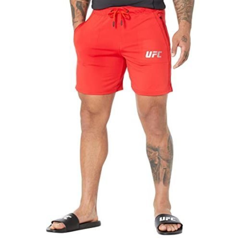 UFC Mens Elastic Waist Shorts Red XL